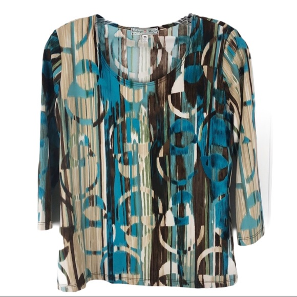 Vintage Susie Abstract Print Top Made in USA - Picture 1 of 7
